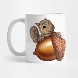 Funny Squirrel Holding An Acorn Mug